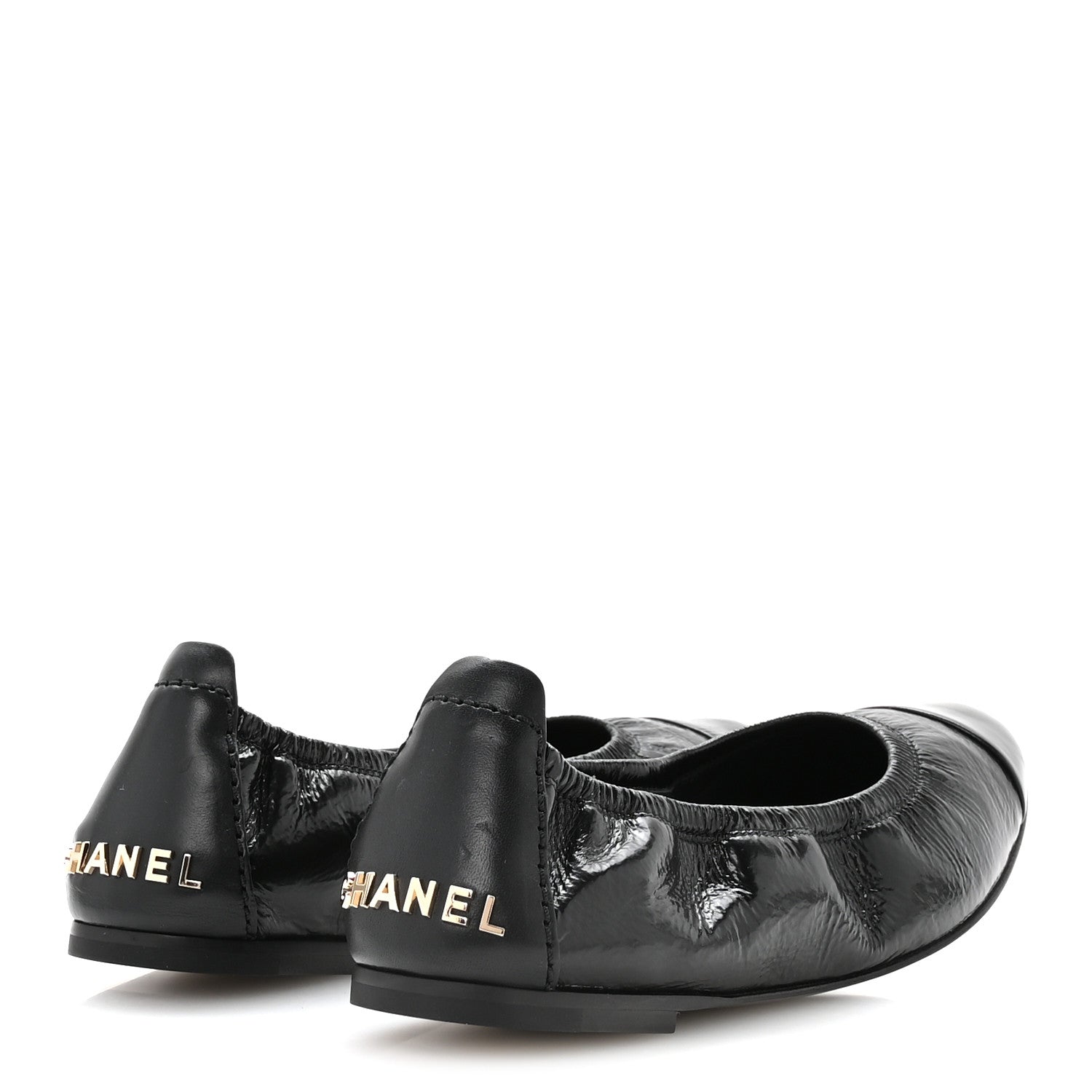 Chanel Lambskin Shiny Goatskin Calfskin Ballerina Flats 39.5 Black