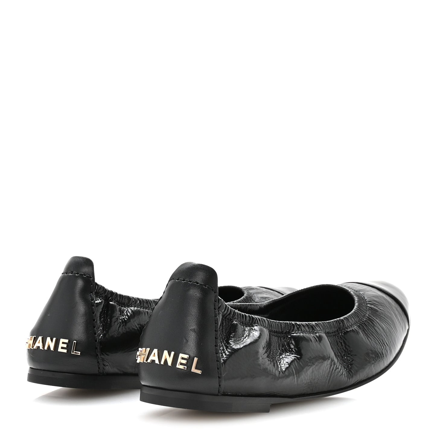 Lambskin Shiny Goatskin Calfskin Ballerina Flats 39.5 Black