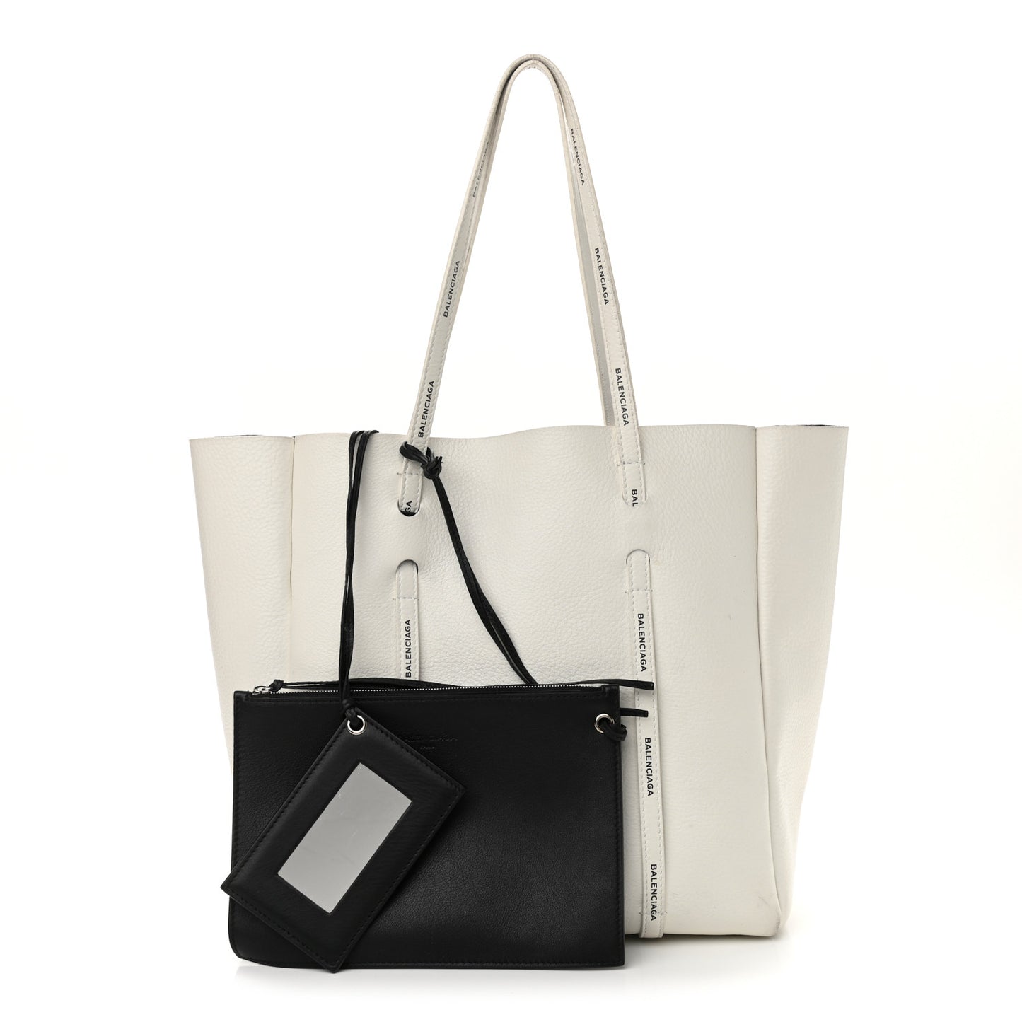 Calfskin Logo Strap Small Everyday Tote White Black