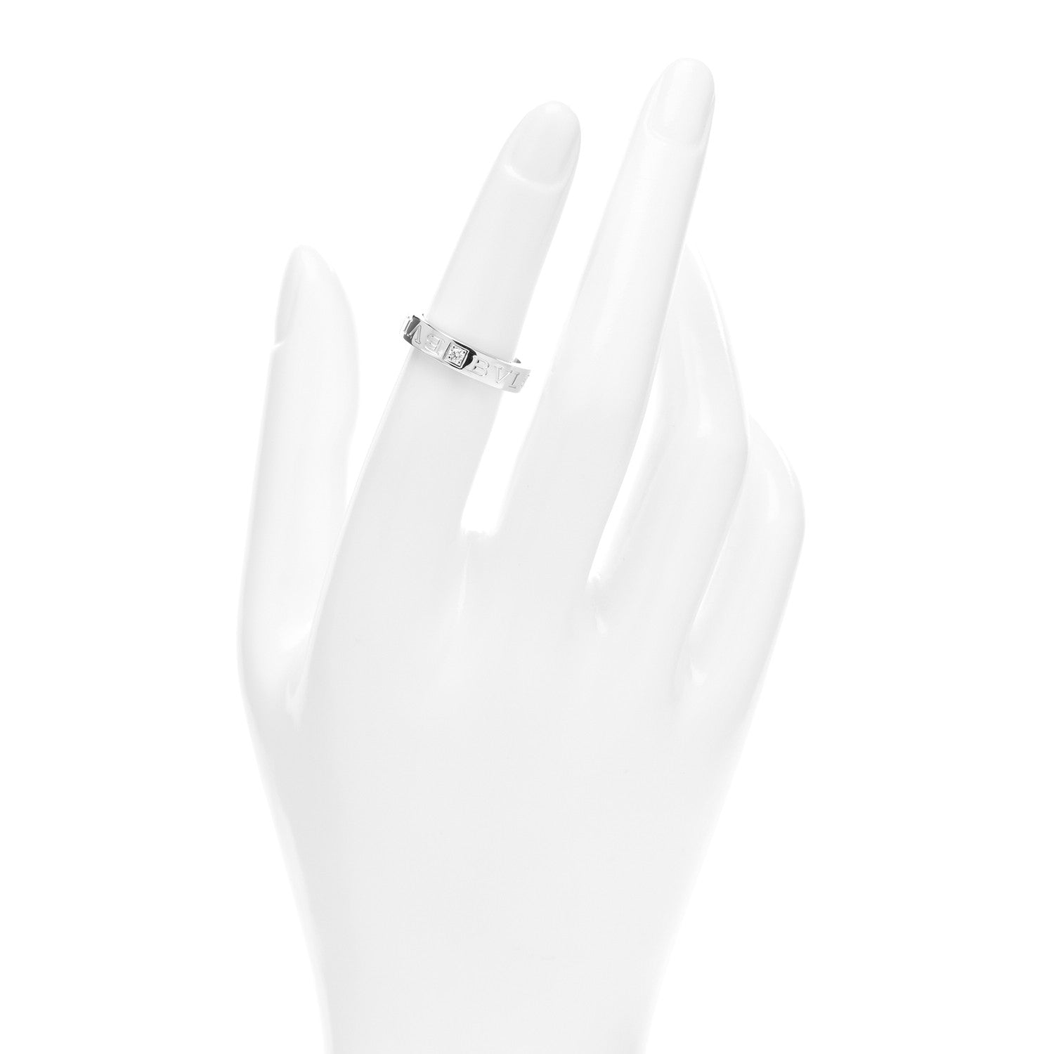 Bulgari 18K White Gold Diamond B.Zero1 Essential Band Ring 50 5.25 2 of 4