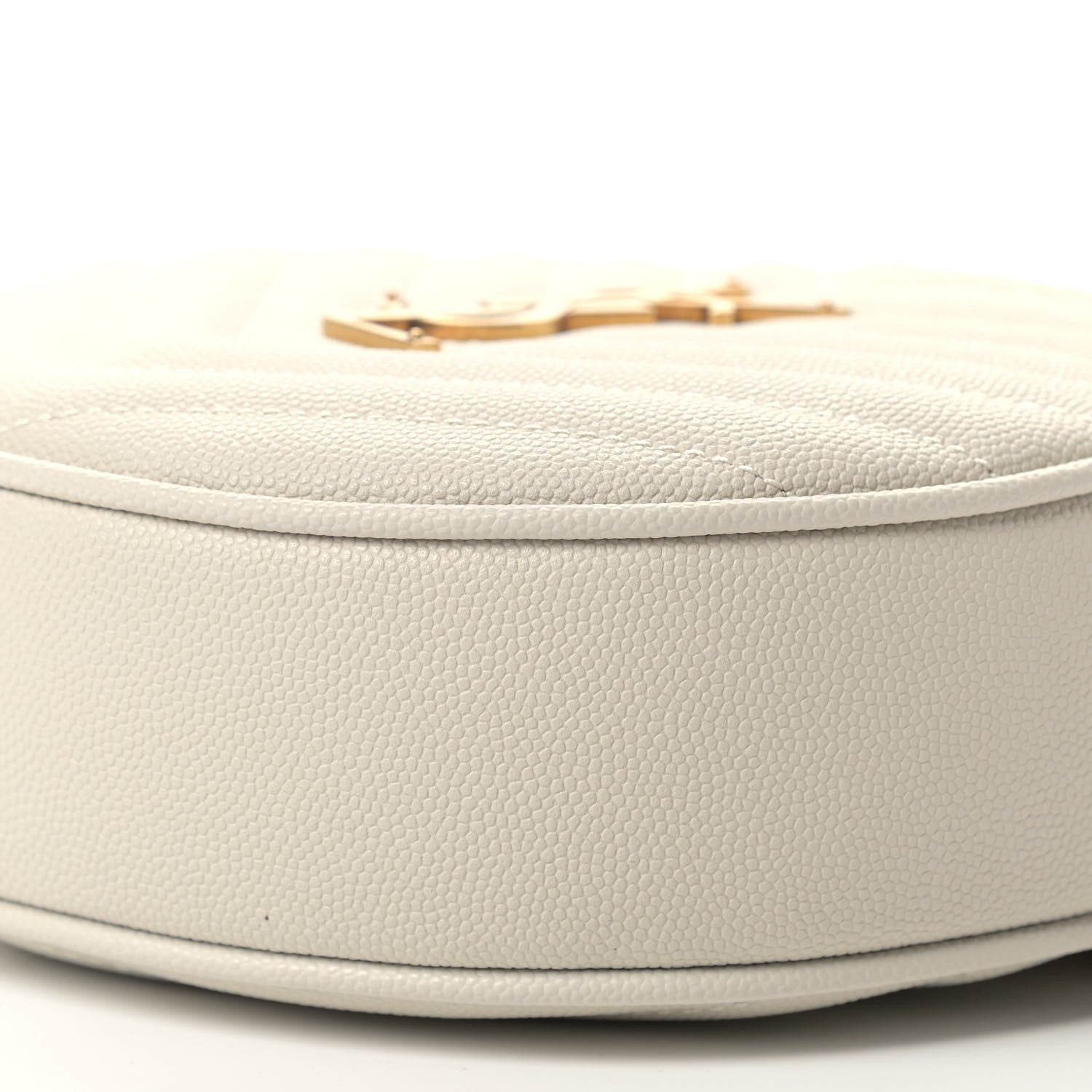 Saint Laurent Grain De Poudre Matelasse Chevron Quilted Round Vinyle Camera Bag Crema Soft 9 of 9