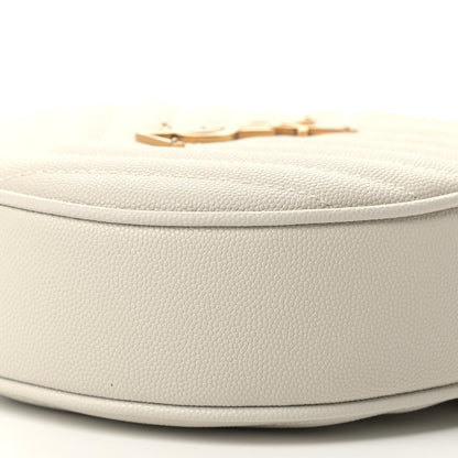 Saint Laurent Grain De Poudre Matelasse Chevron Quilted Round Vinyle Camera Bag Crema Soft 9 of 9