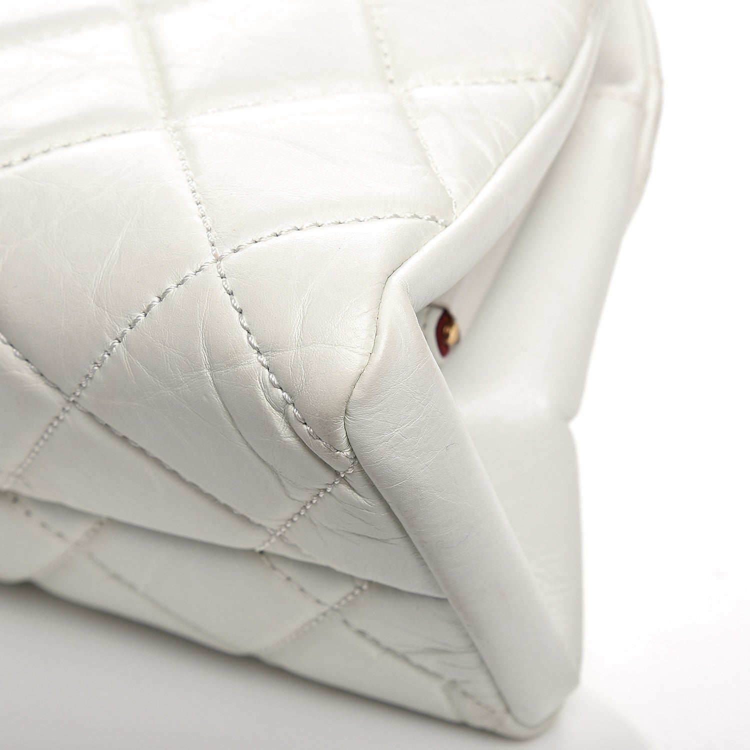 Chanel Aged Calfskin Quilted Medium Just Mademoiselle Bowling Bag White 11 of 11