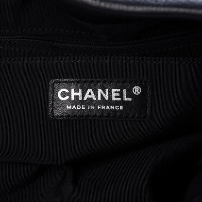 Chanel Deerskin Chevron Large CC Chain Bucket Drawstring Bag Black 6 of 10