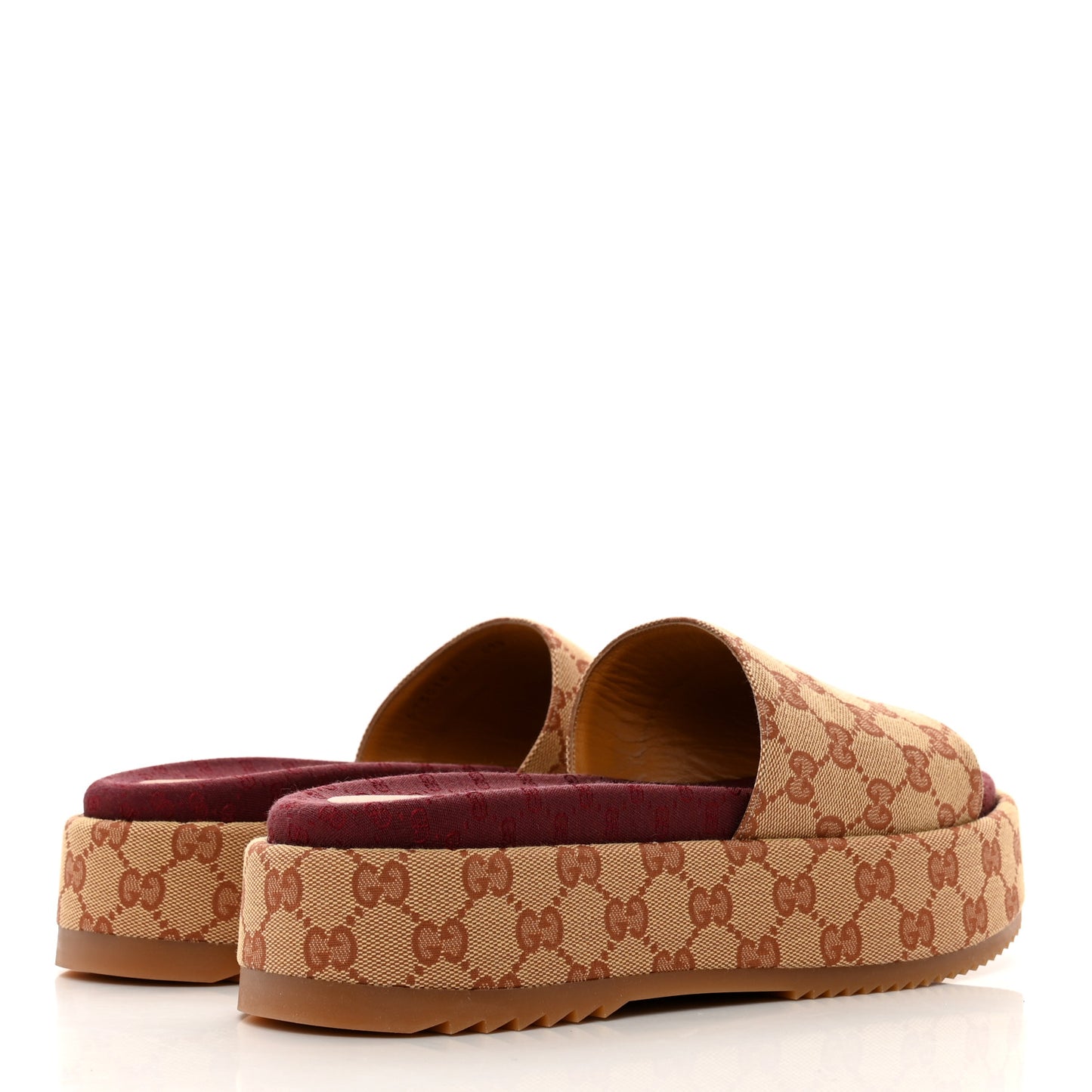 Canvas GG Monogram Angelina Platform Slide Sandals 41 Beige Ruggine