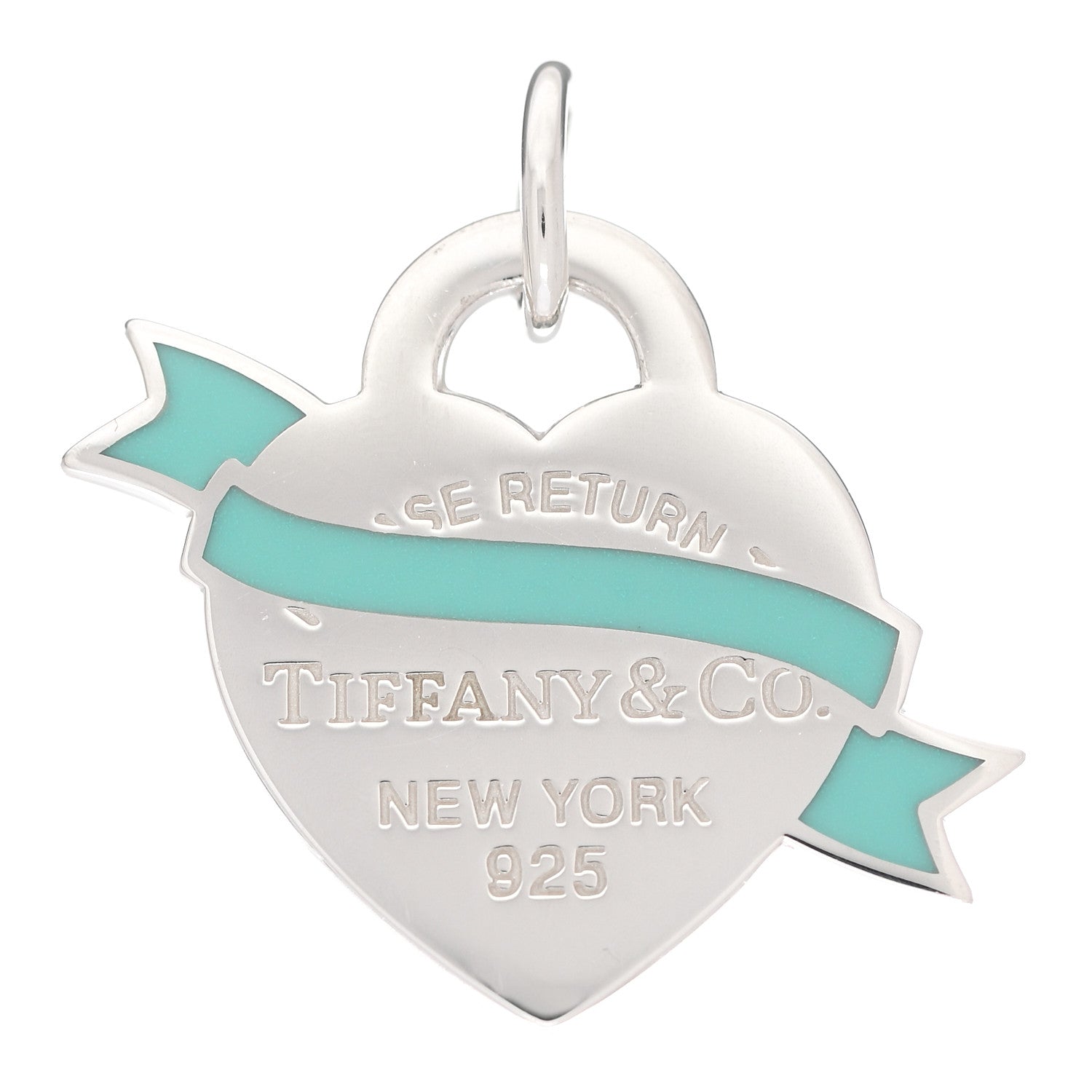 Tiffany Sterling Silver Enamel Return To Tiffany Heart Ribbon Charm Blue 1 of 3