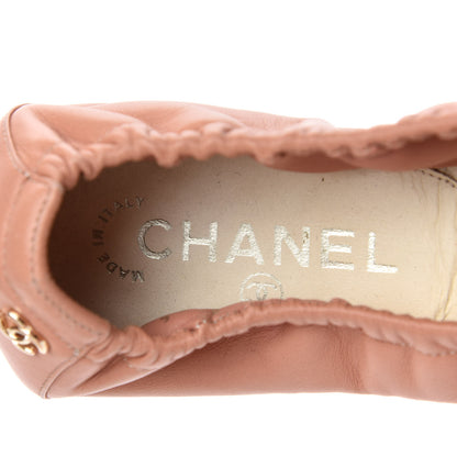 Chanel Lambskin Suede CC Elastic Cap Toe Ballerina Flats 38 Pink Black 8 of 10