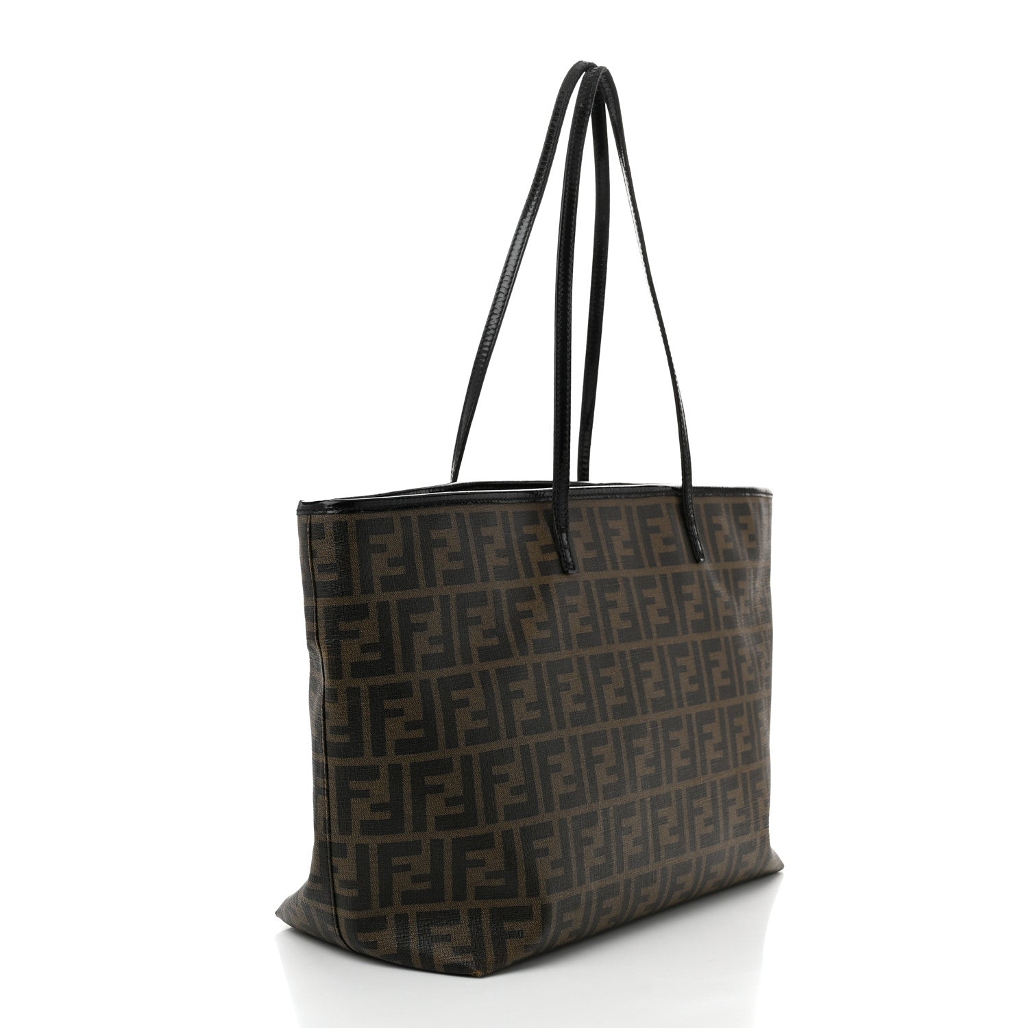 Fendi Zucca Spalmati Patent Baguette Print Medium Roll Tote Tobacco 3 of 14