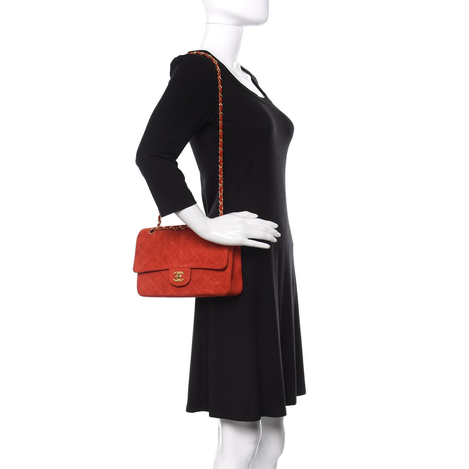 Chanel Suede Quilted Medium Single Flap Red 2 of 13