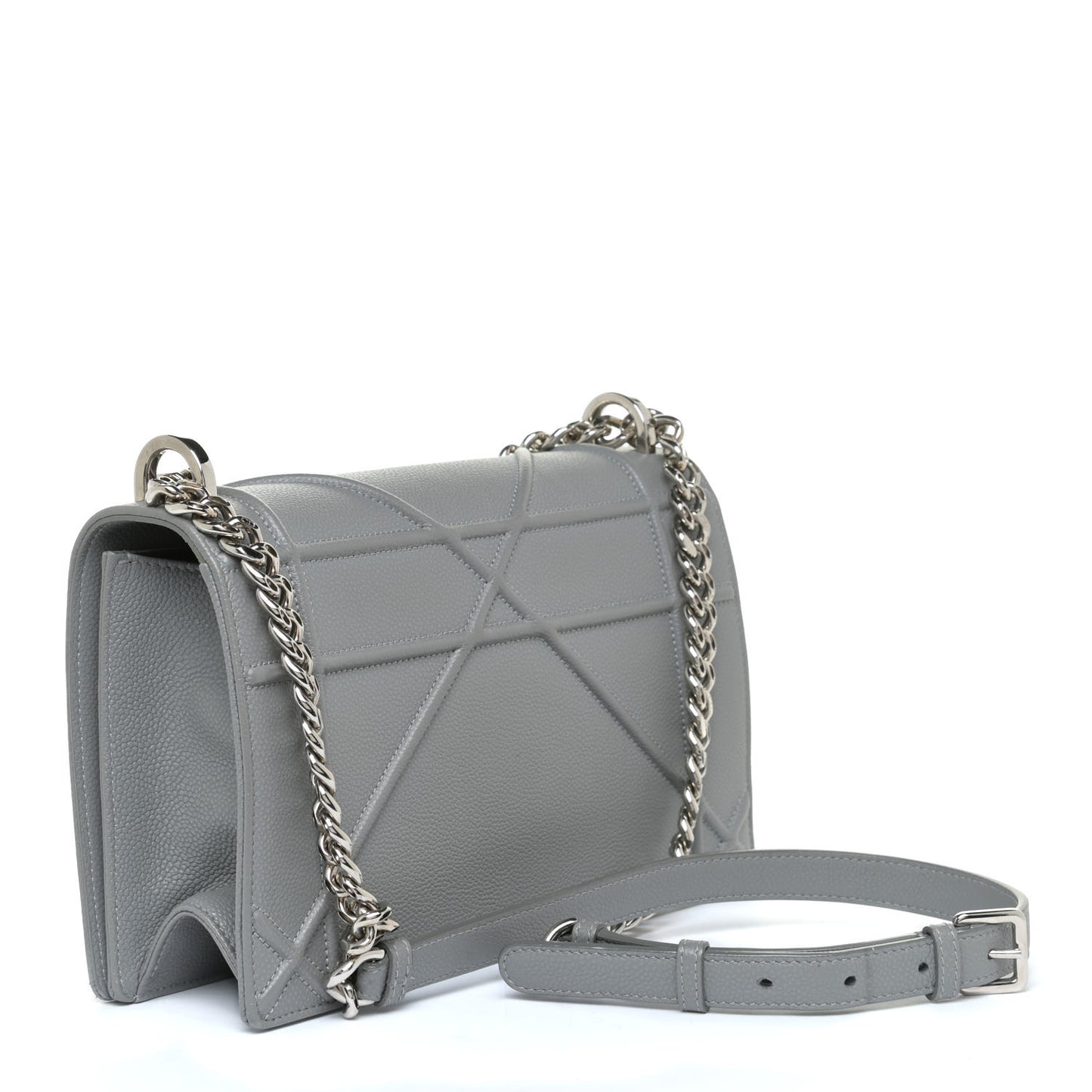 Grained Calfskin Medium Diorama Flap Bag Gris