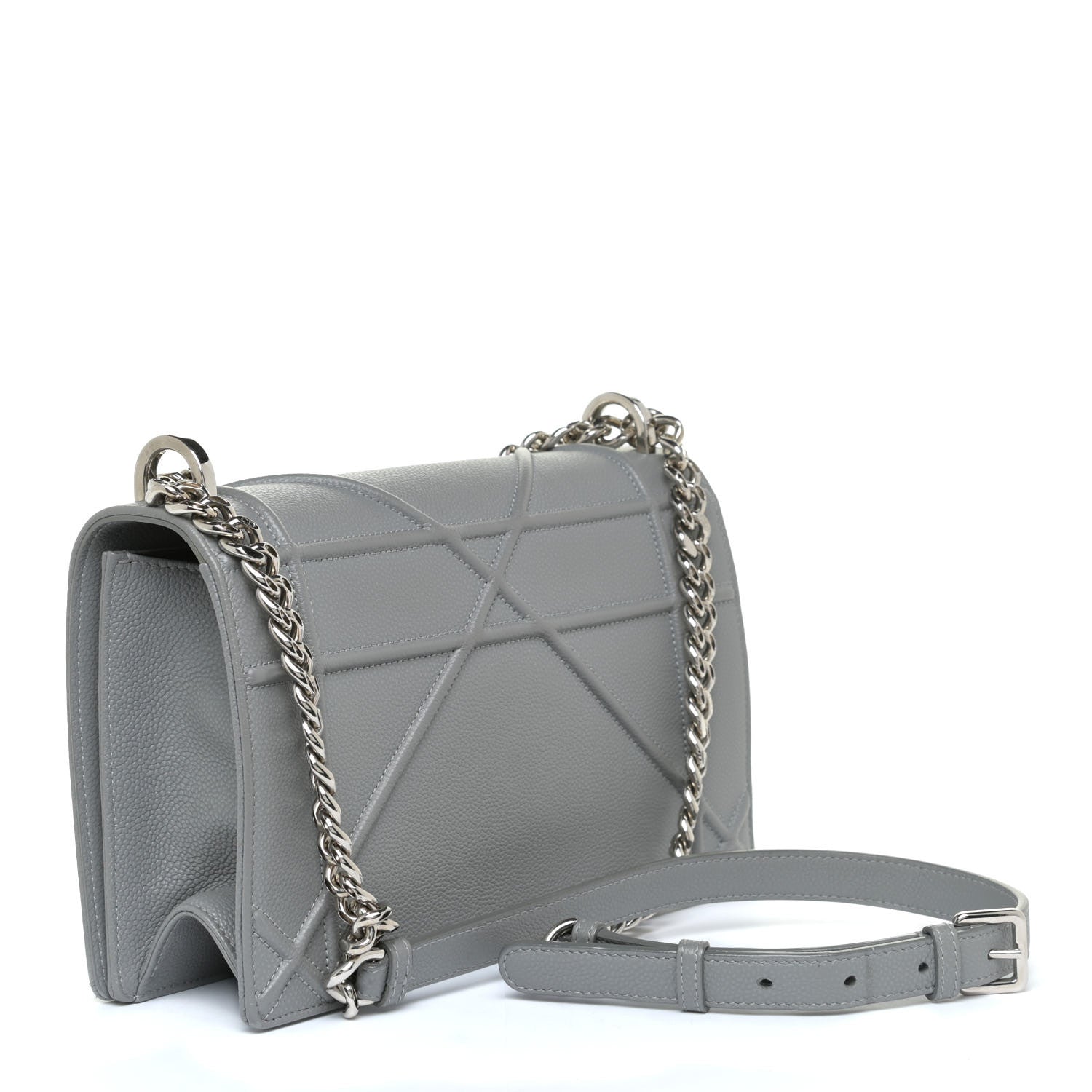 Christian Dior Grained Calfskin Medium Diorama Flap Bag Gris 4 of 14