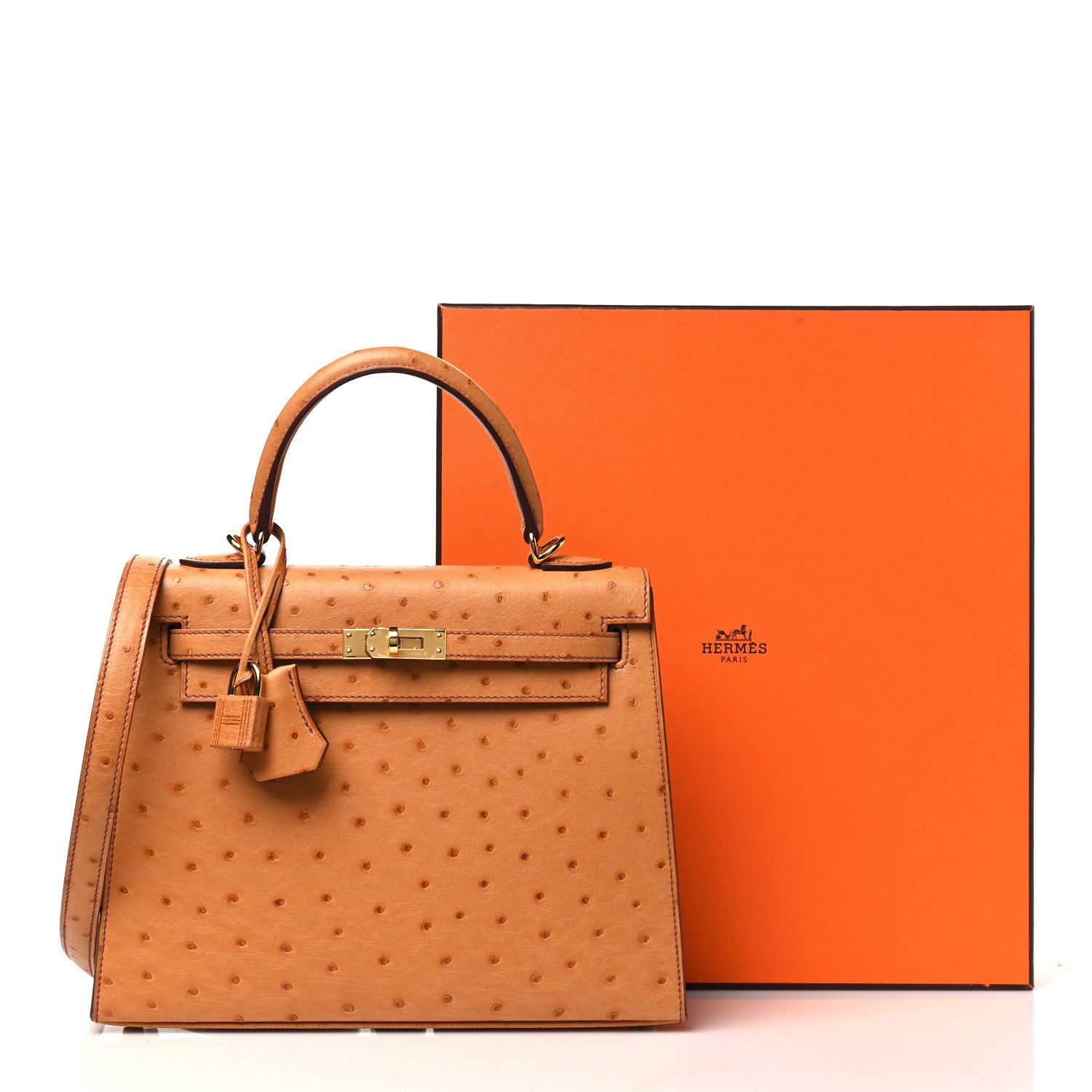 Hermes Ostrich Kelly Sellier 25 Gold 11 of 11