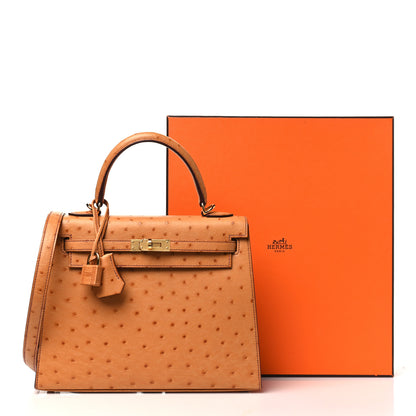 Hermes Ostrich Kelly Sellier 25 Gold 11 of 11
