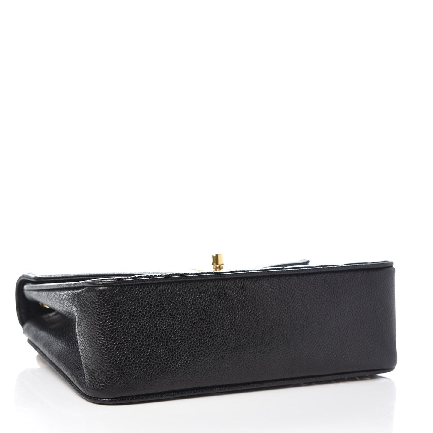 Caviar Vertical Chevron Quilted Small Single Flap Black