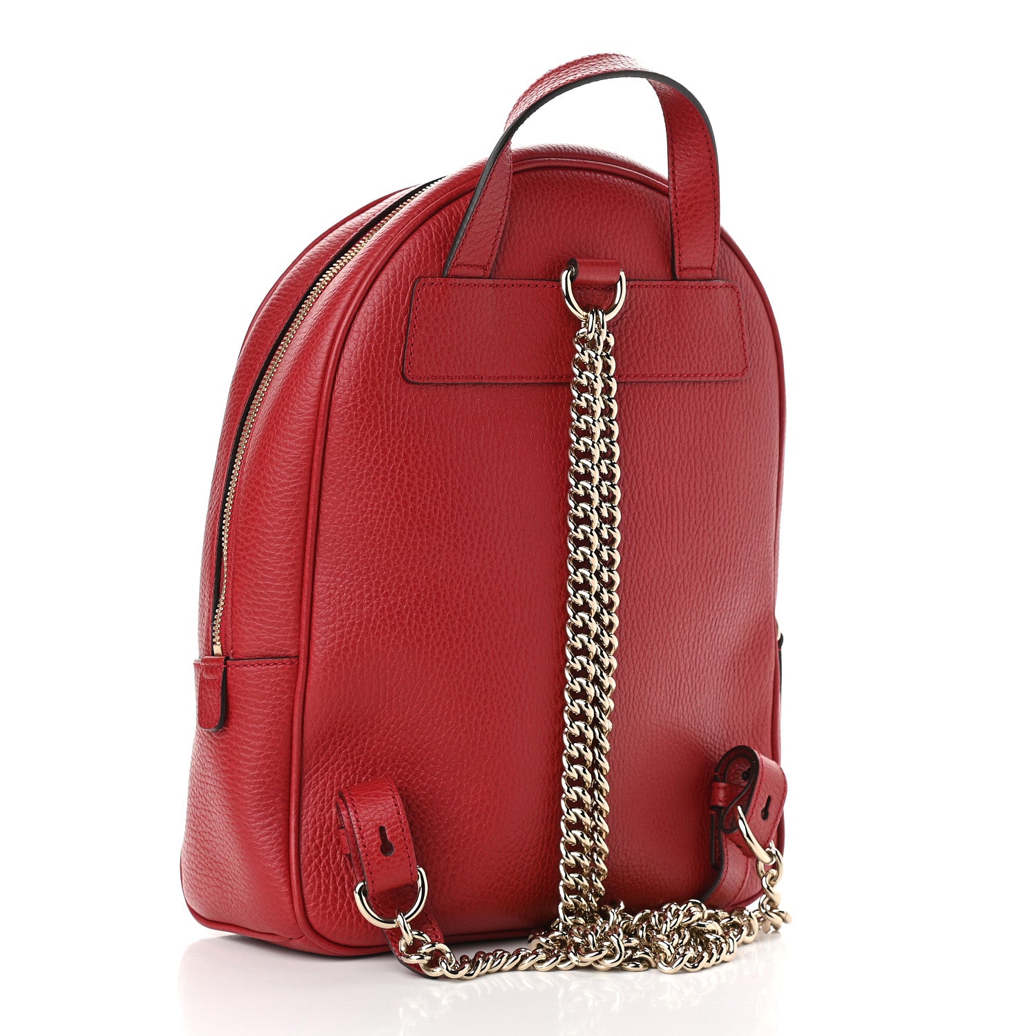 Gucci Pebbled Calfskin Soho Chain Backpack Hibiscus Red 3 of 9