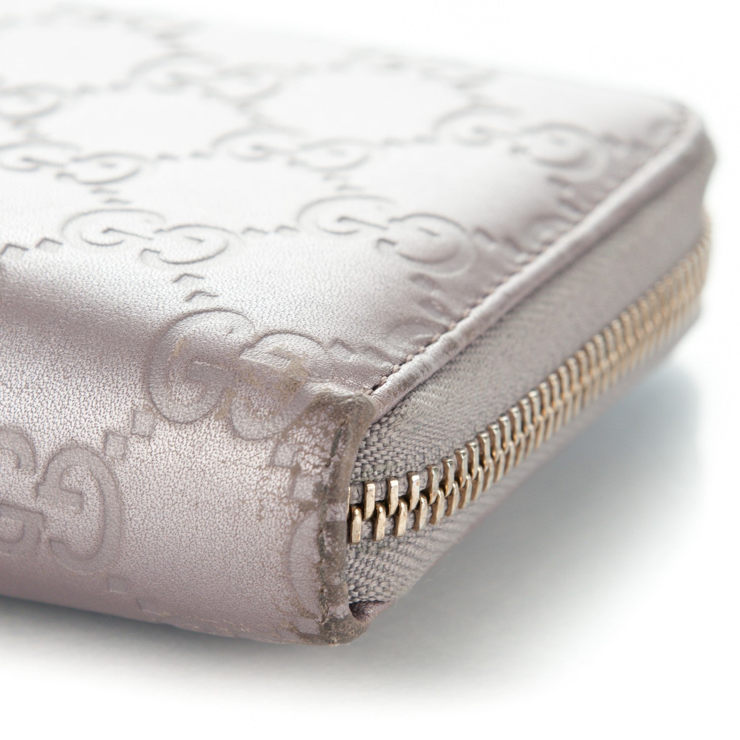 Gucci Metallic Soft Guccissima Margaux Calfskin Lovely Zip Around Wallet Senanque 8 of 8