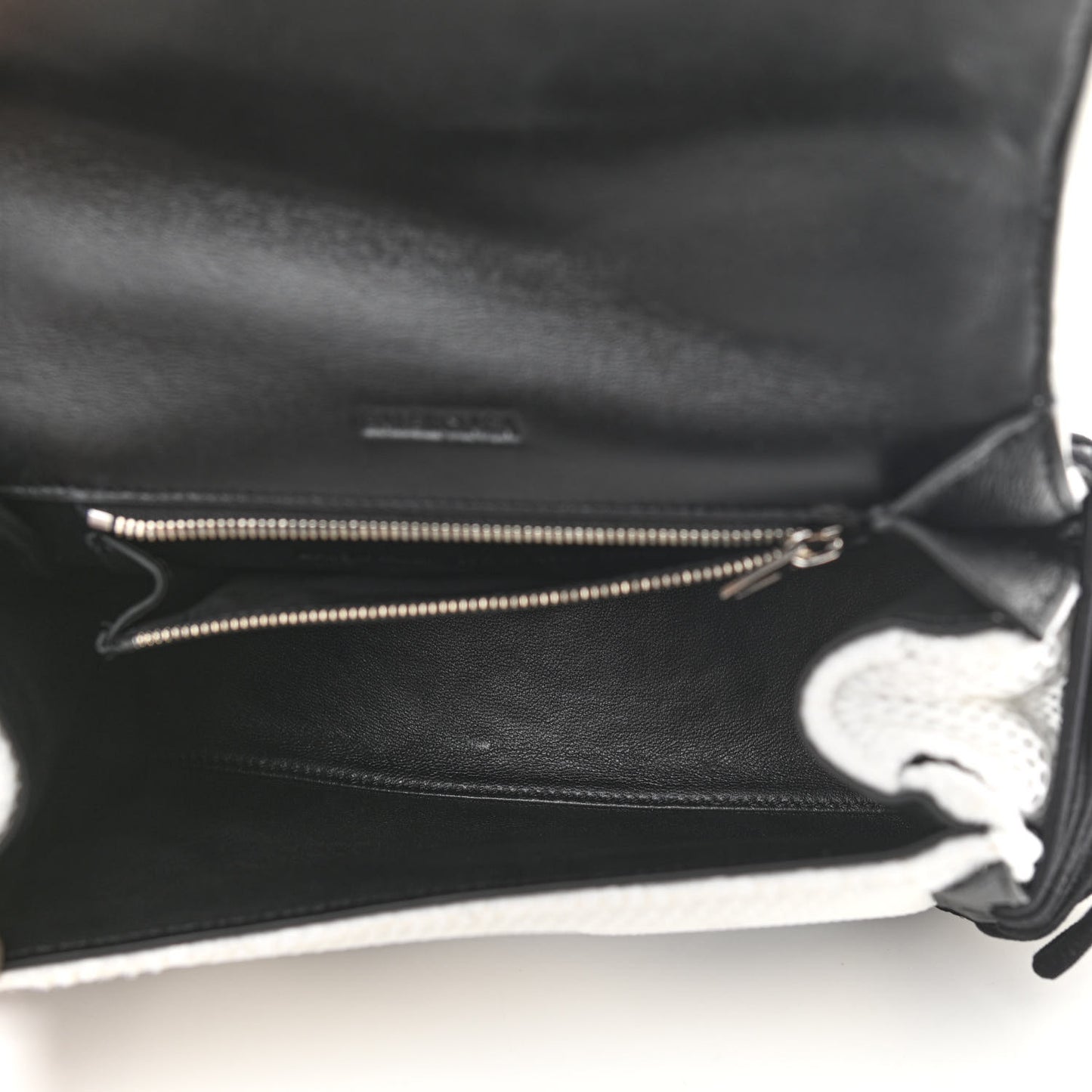 Faux Calfskin Fabric Small Sneakerhead Top Handle Bag Black White