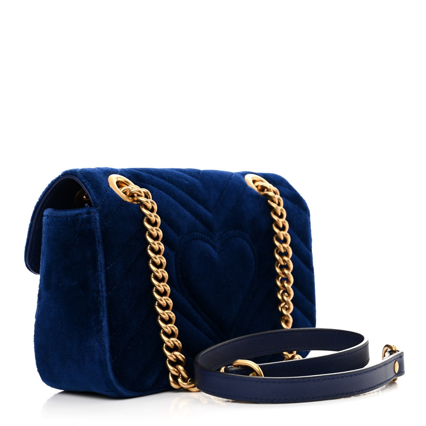 Velvet Matelasse Embroidered Mini GG Marmont Shoulder Bag Cobalt Blue
