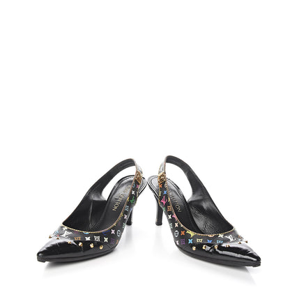 Louis Vuitton Multicolor Slingback Pumps 39 Black 6 of 14
