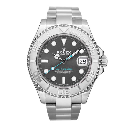 Rolex Stainless Steel Platinum 37mm Oyster Perpetual Date Yacht-Master Watch Slate 268622 1 of 4
