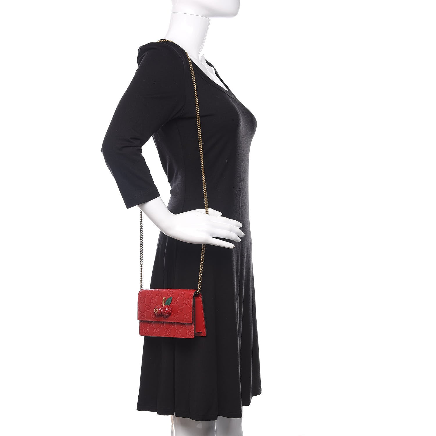 Gucci Guccissima Mini Cherry Chain Bag Hibiscus Red 2 of 9