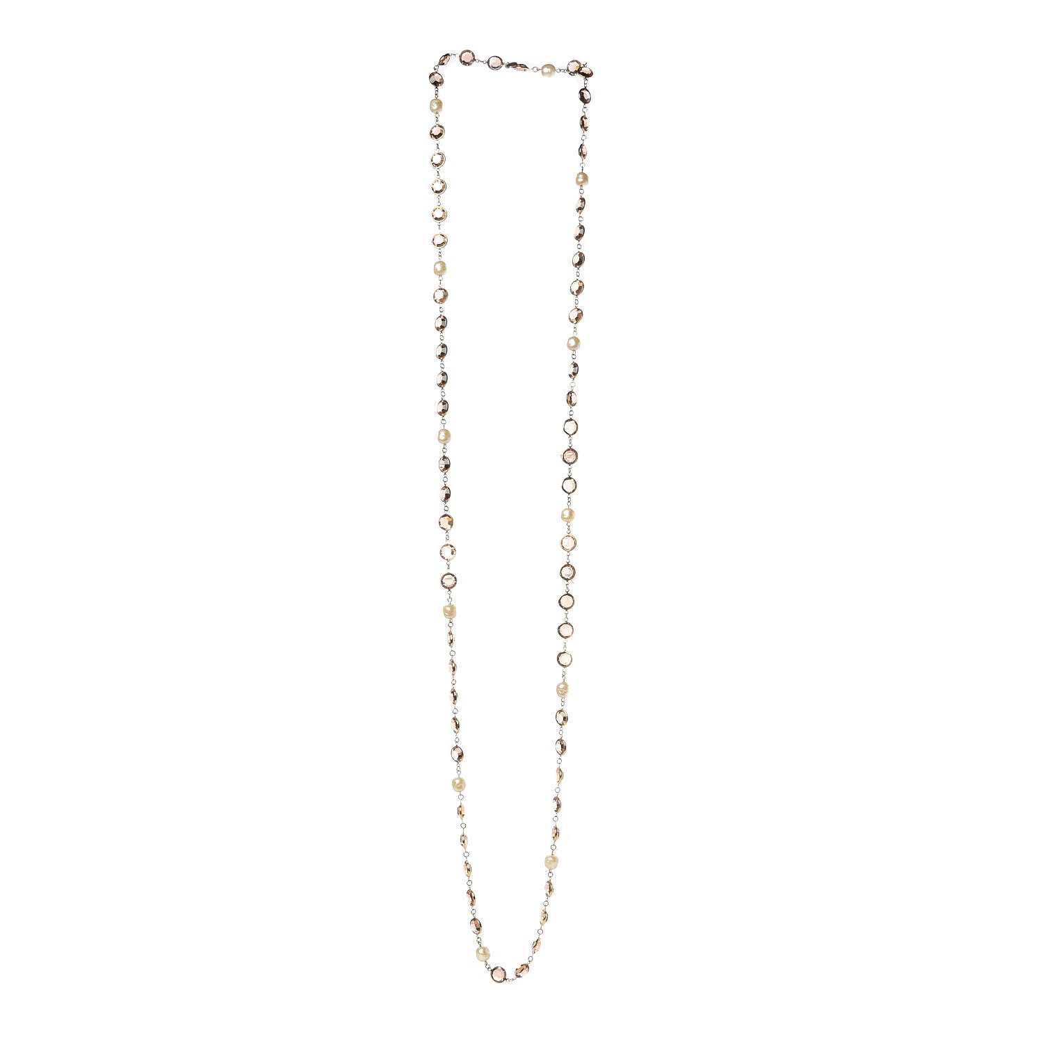 Chanel Crystal Pearl Sautoir Long Necklace Gold 3 of 4
