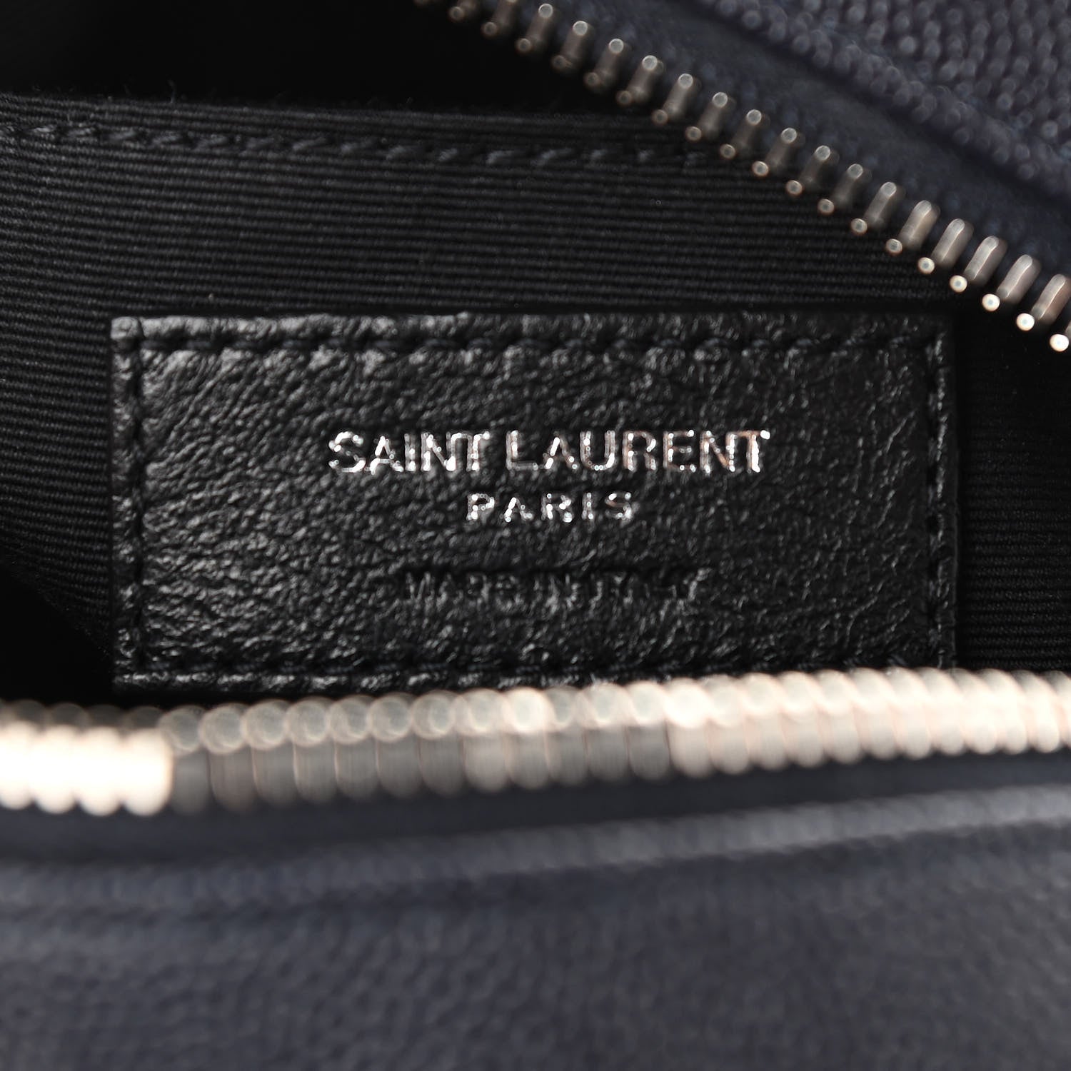 Saint Laurent Grain De Poudre Matelasse Chevron Quilted Round Vinyle Camera Bag Deep Marine 6 of 11