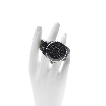 Chanel Stainless Steel Ceramic Diamond 33mm J12 Quartz Watch Black 2 of 6
