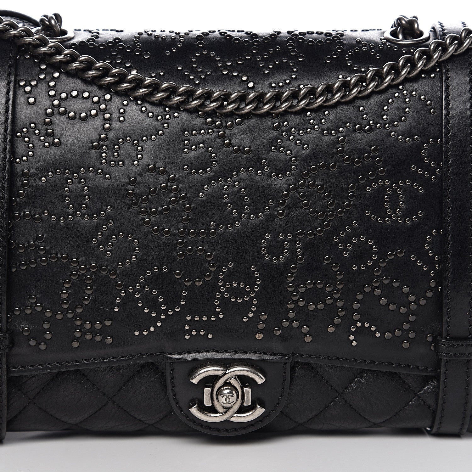 Chanel Studded Calfskin Lambskin Paris Dallas Flap Black 15 of 15