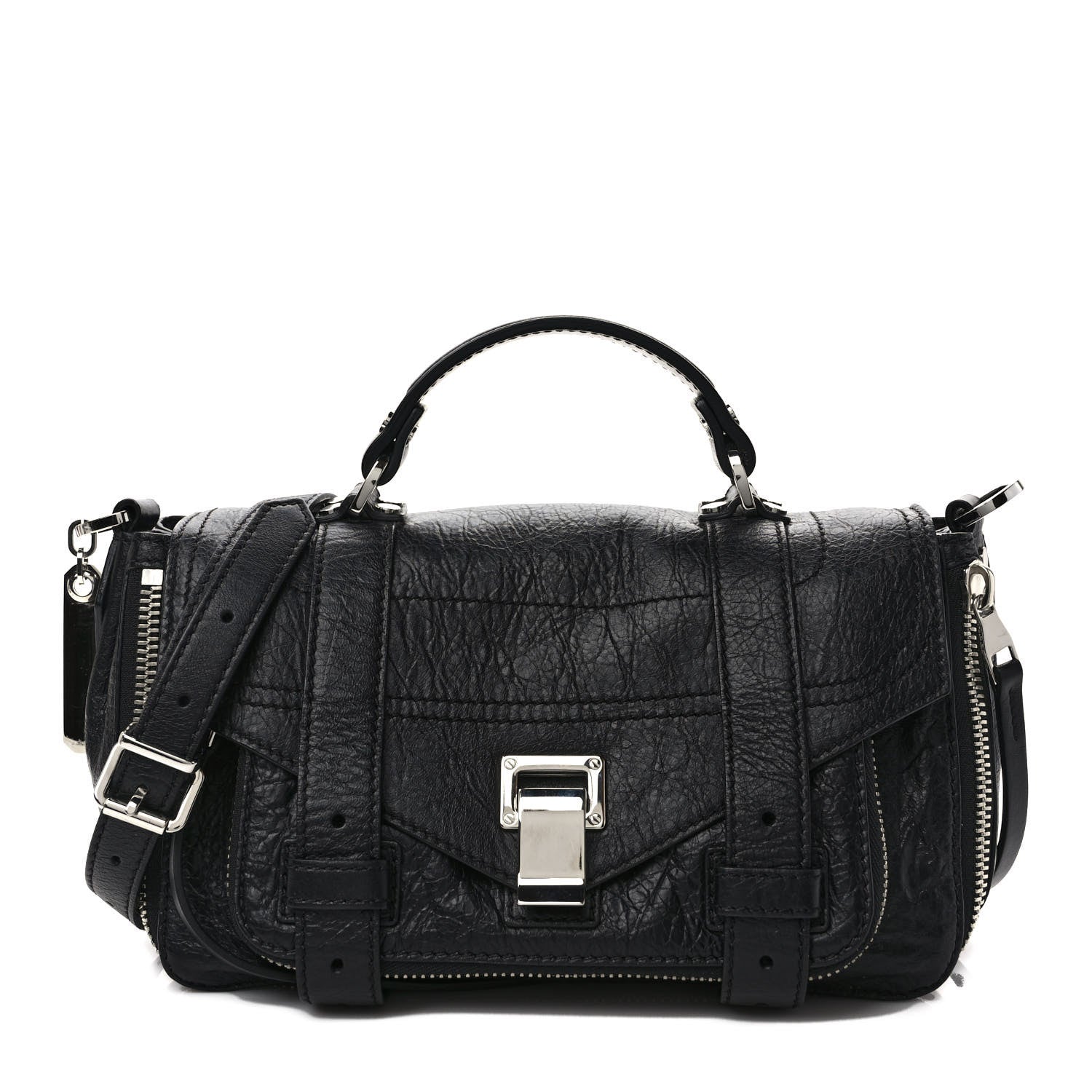 Proenza Schouler Crinkled Calfskin Tiny PS1 Satchel Black 1 of 11