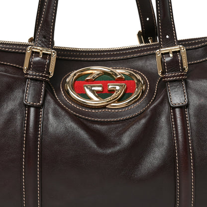 Gucci Calfskin Medium Britt Boston  Brown 7 of 9