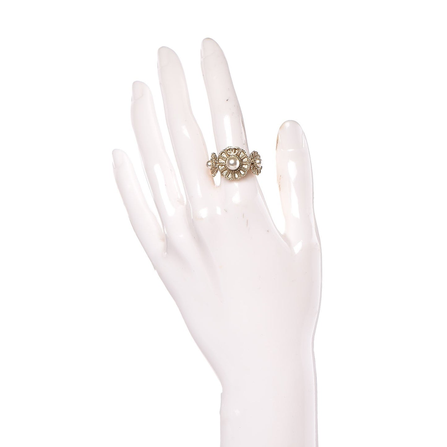 Pearl Camellia CC Ring Light Gold 50.6 5.5
