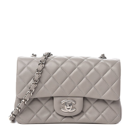 Chanel Lambskin Quilted Mini Rectangular Flap Grey 1 of 12