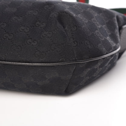 Gucci Monogram Web Medium Half Moon Hobo Black 9 of 9