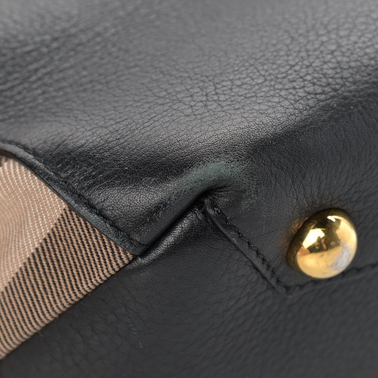 Burberry Grainy Calfskin House Check Small Banner Tote Black 10 of 15