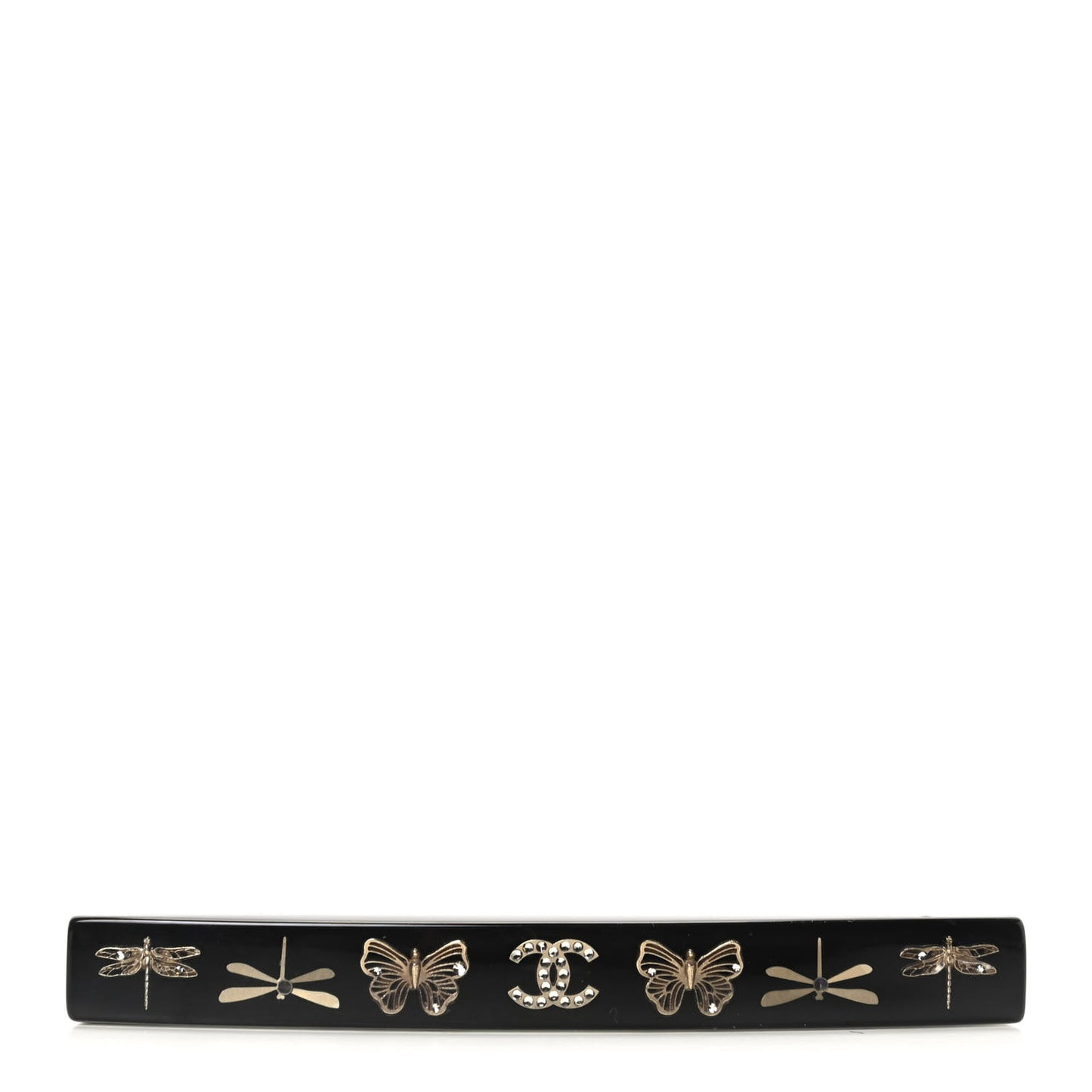 Resin Butterfly CC Hair Clip Barrette Black Gold