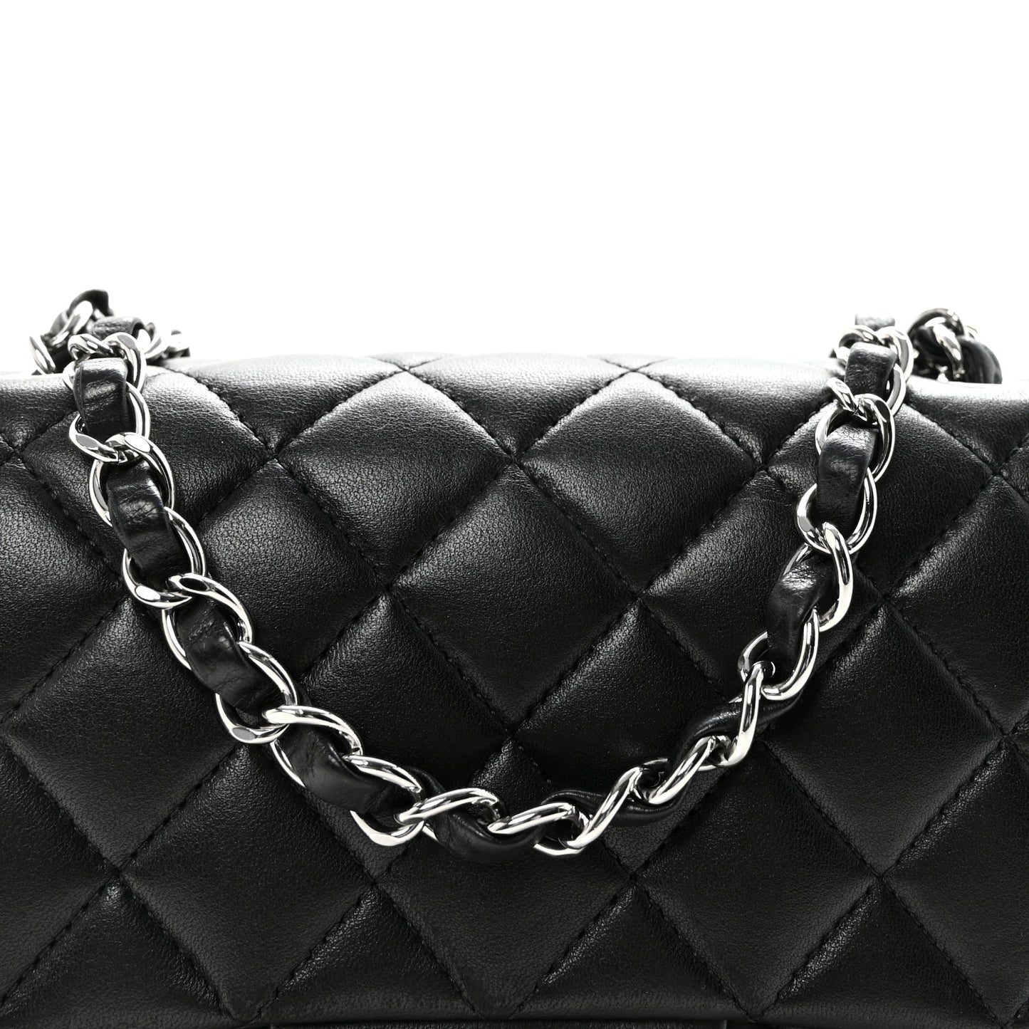 Lambskin Quilted Mini Square Flap Black