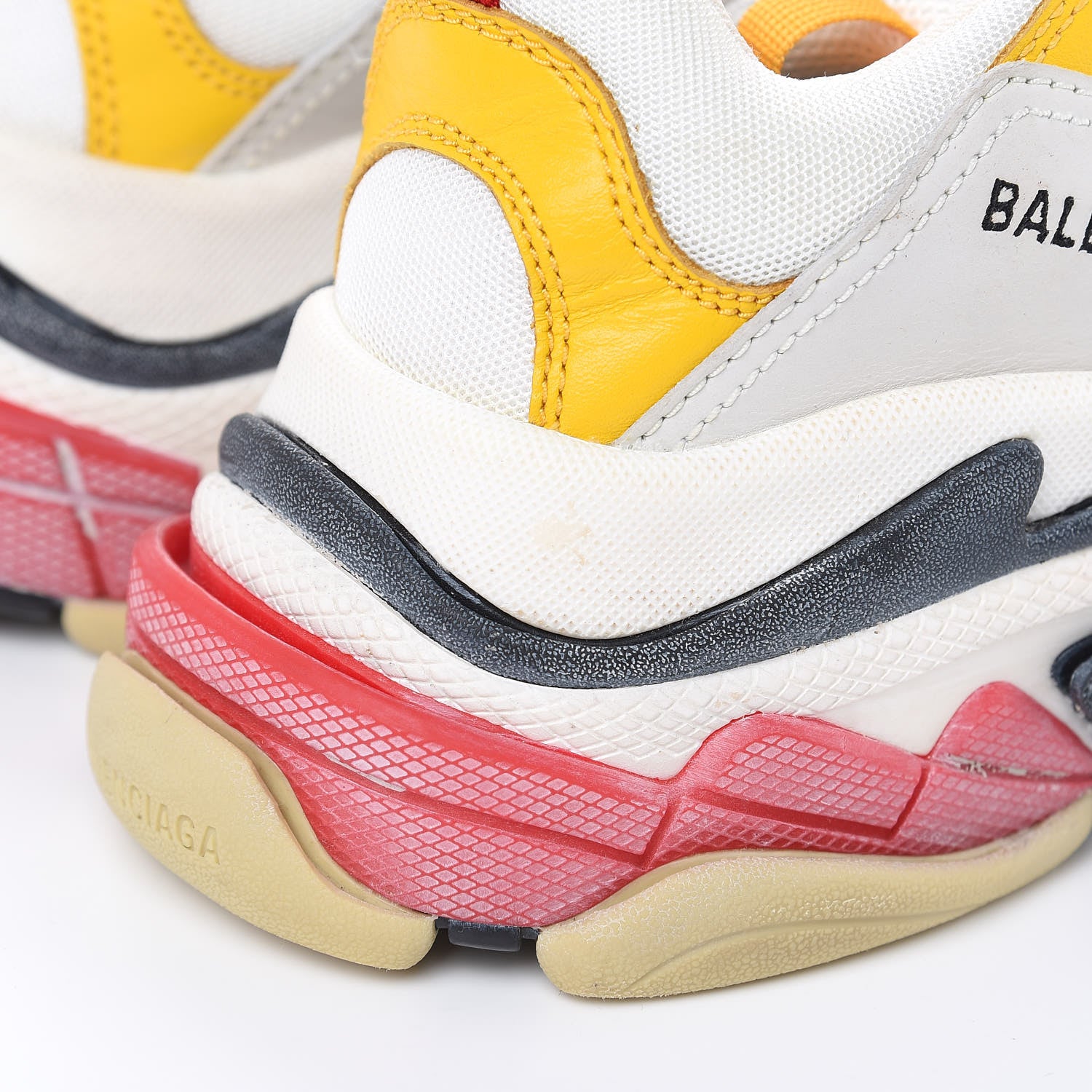 Balenciaga Mesh Nubuck Womens Triple S Sneakers 39 White Gris Jaune Rose 8 of 8