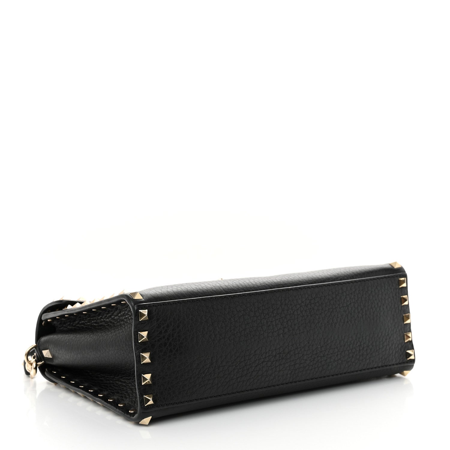 Valentino Garavani Pebbled Calfskin Rockstud Flip Lock Top Handle Bag Black 4 of 9