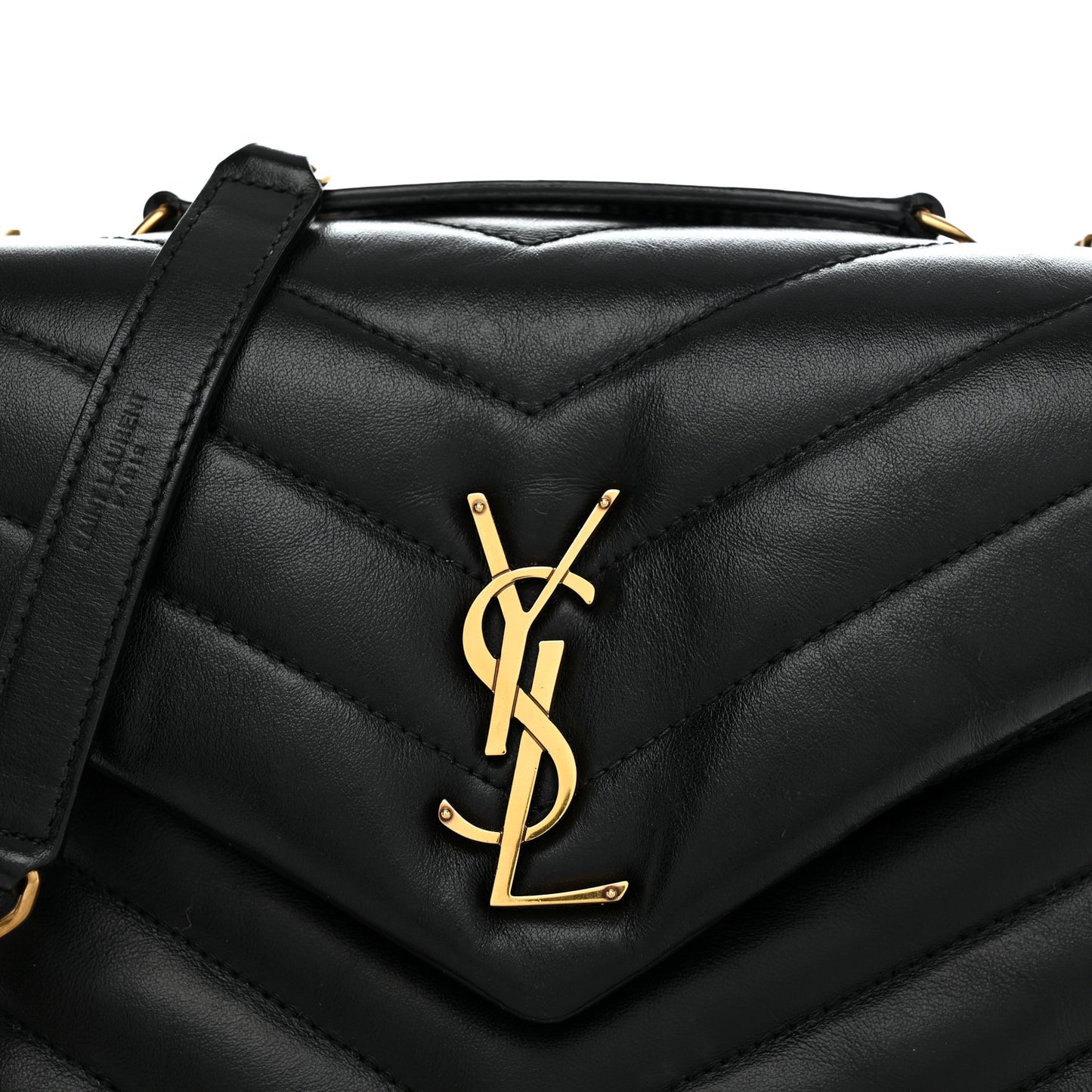 Calfskin Y Quilted Monogram Small Loulou Chain Satchel Black