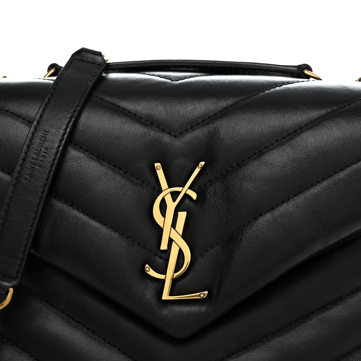 Saint Laurent Calfskin Y Quilted Monogram Small Loulou Chain Satchel Black 9 of 11