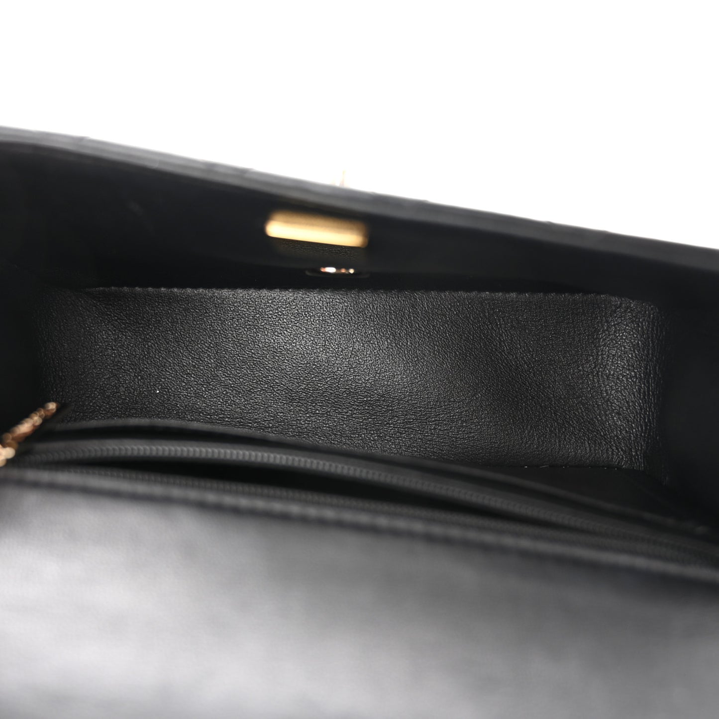 Lambskin Quilted Mini Top Handle Rectangular Flap Black
