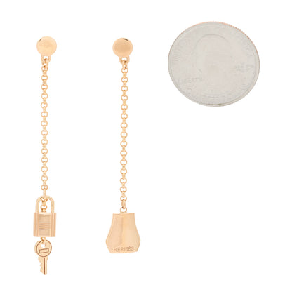 Hermes 18K Rose Gold Kelly Clochette Earrings 2 of 5