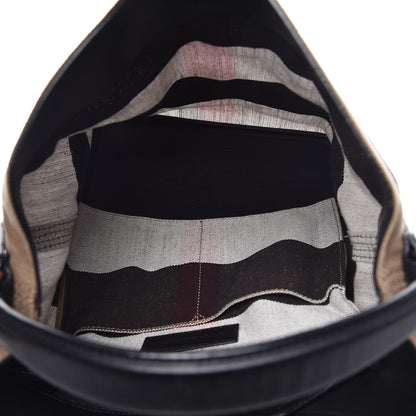Burberry Canvas Mega Check Medium Ashby Hobo Black 6 of 10
