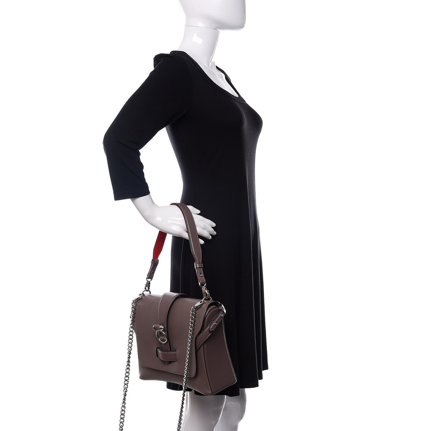 Christian Louboutin Pebbled Calfskin Medium Rubylou Shoulder Bag Storm 3 of 12