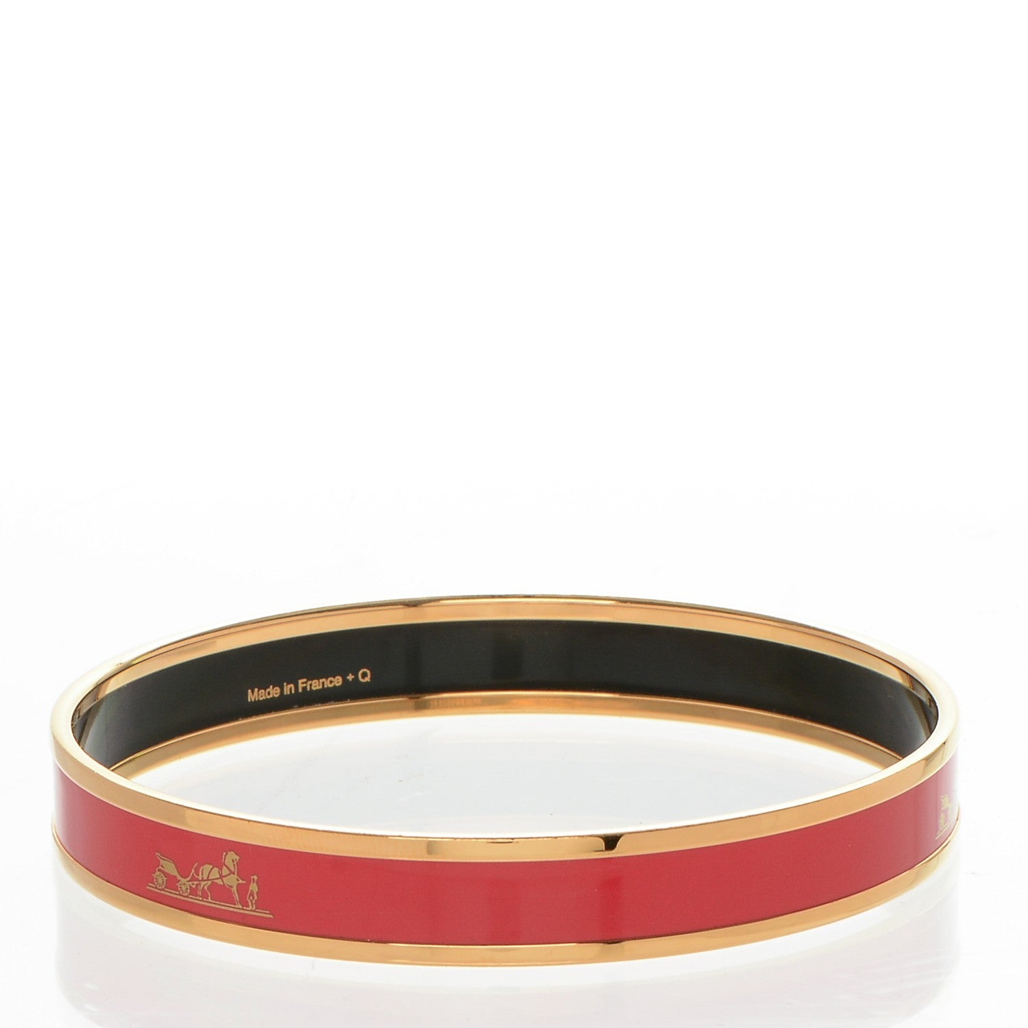 Hermes Enamel Printed Caleche Narrow Bracelet 70 Framboise 4 of 5