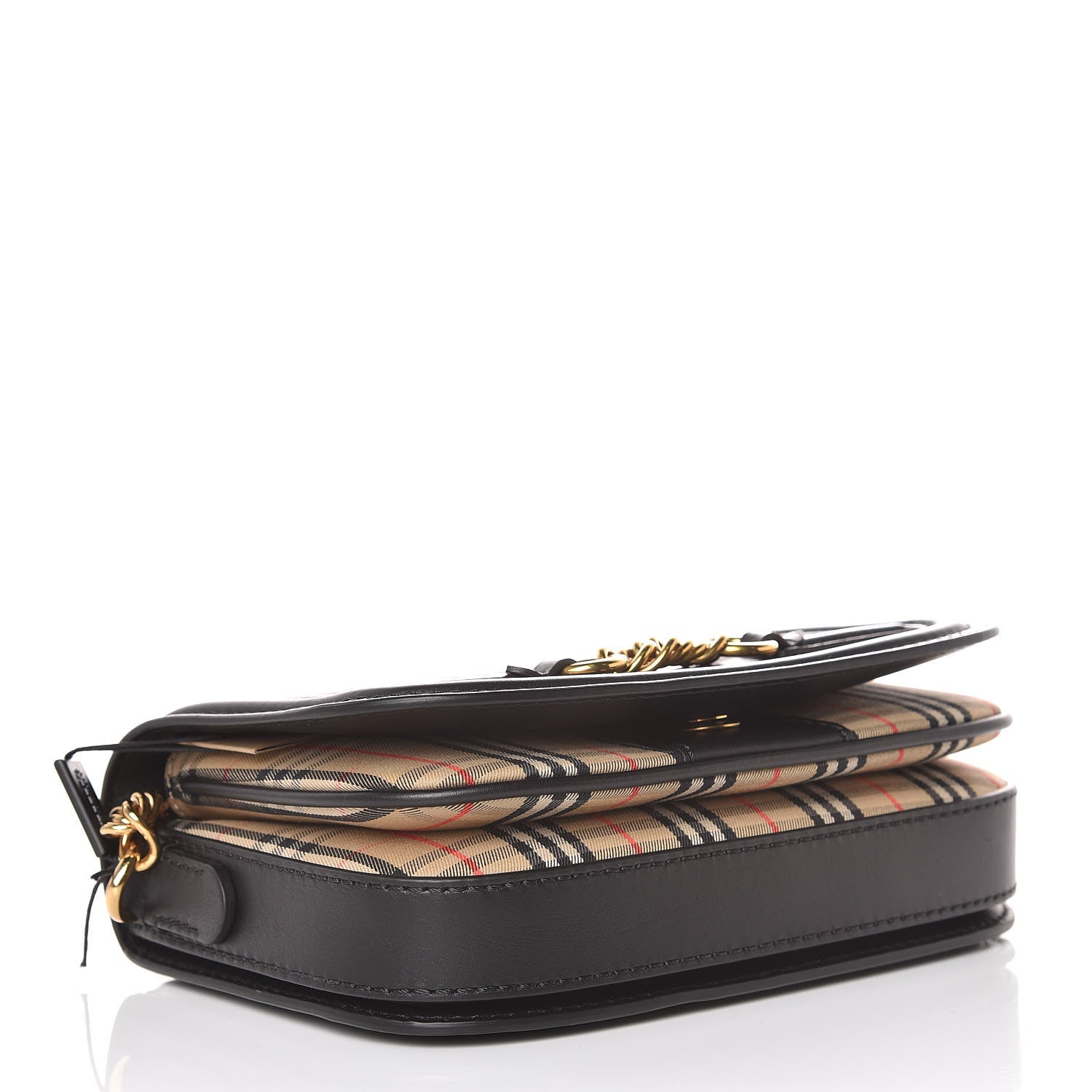 Burberry Smooth Calfskin 1983 Knight Check Link Shoulder Bag Black 4 of 9