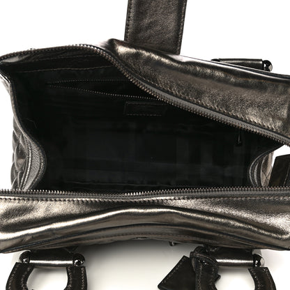 Burberry Metallic Calfskin Quilted Mini Manor Tote Pewter 5 of 11
