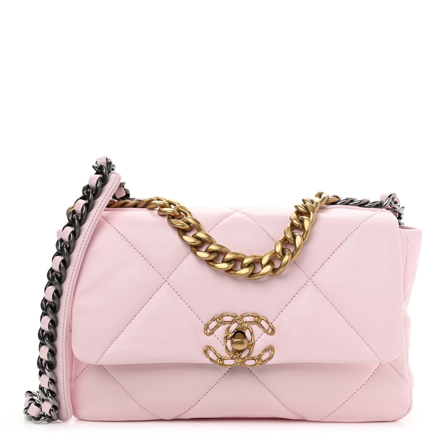 Lambskin Quilted Medium Chanel 19 Flap Light Pink
