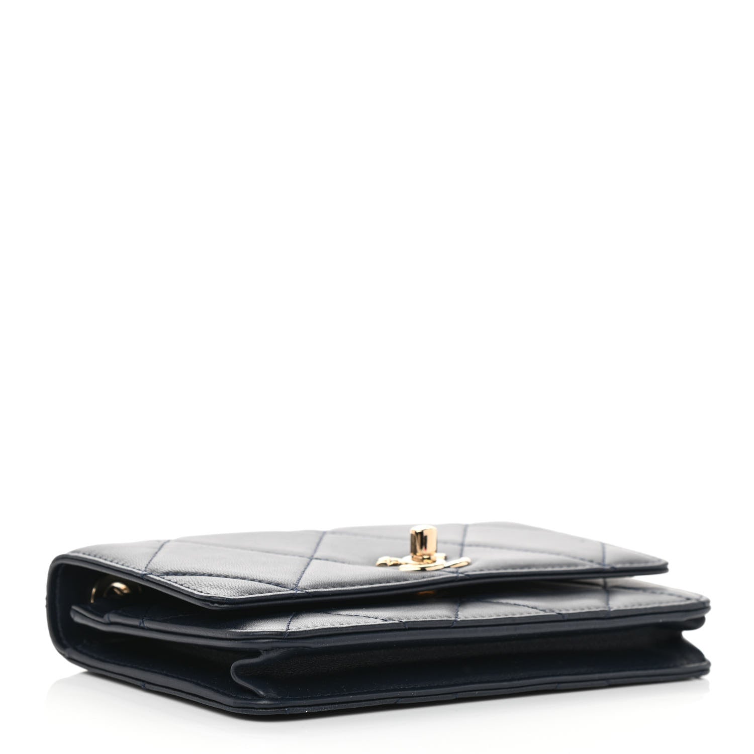 Chanel Lambskin Quilted Trendy CC Wallet On Chain WOC Navy 4 of 13